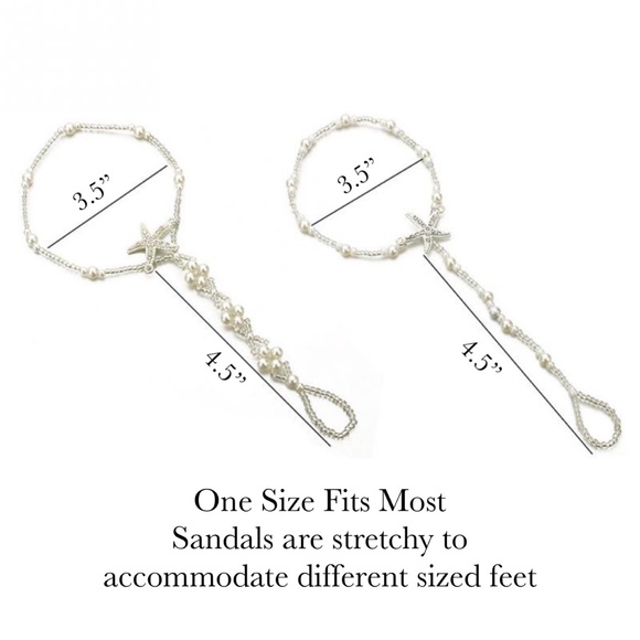 2 Pcs Pearl Starfish Barefoot Sandals Anklet Set - Picture 16 of 16